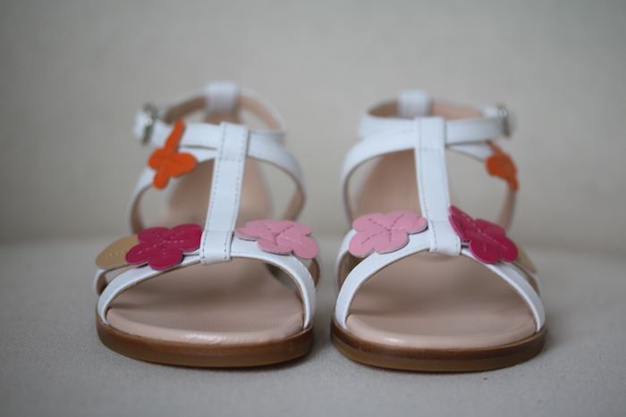 IL GUFO GIRLS WHITE LEATHER FLORAL SANDALS EU 26 UK 8.5