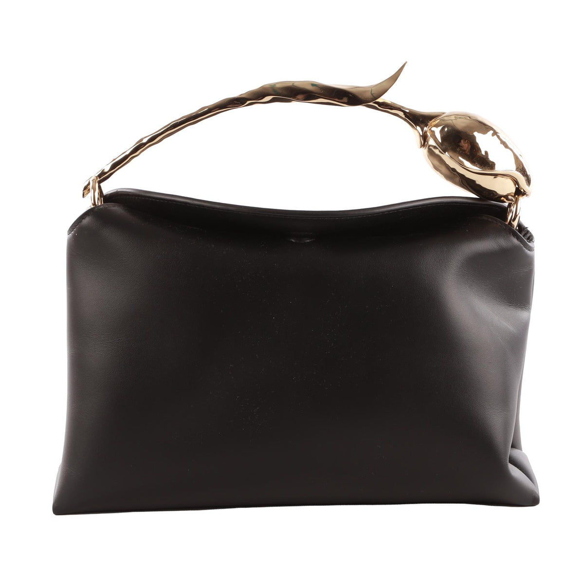 ERDEM BLACK BLOOM MEDIUM LEATHER TOTE BAG