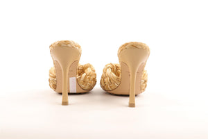 BOTTEGA VENETA BEIGE RAFFIA MULES EU 37.5 UK 4.5 US 7.5