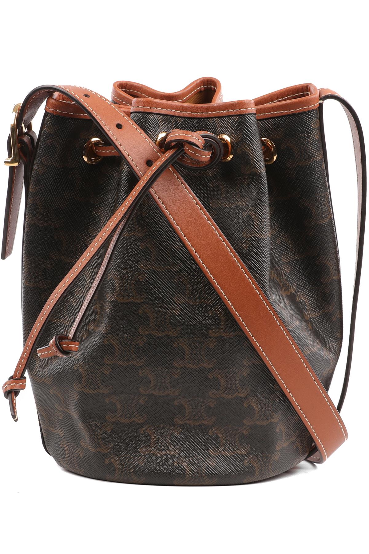 CELINE BROWN TRIOMPHE SMALL LEATHER SHOULDER BAG