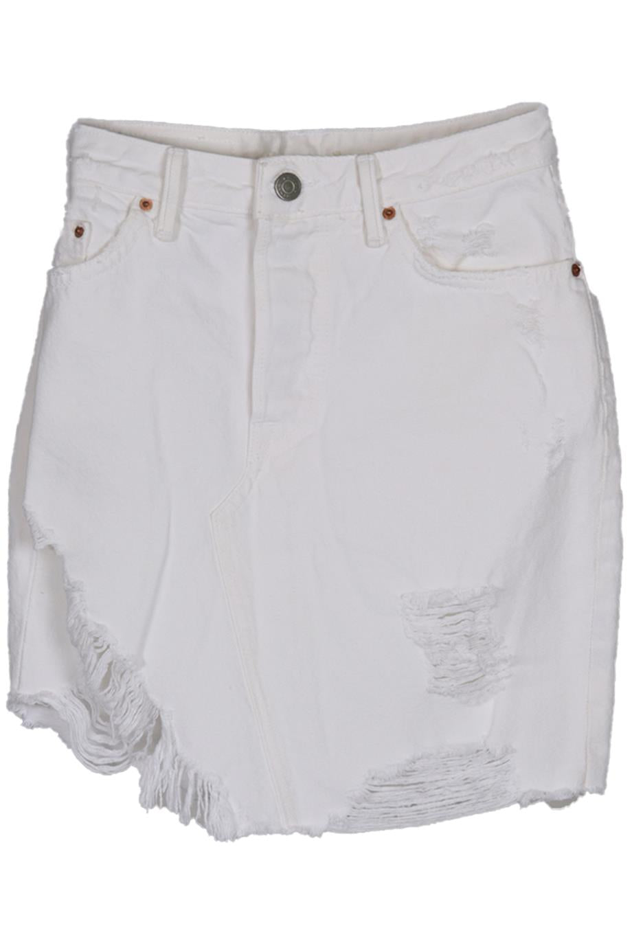 GRLFRND DISTRESSED DENIM MINI SKIRT W26 UK 8