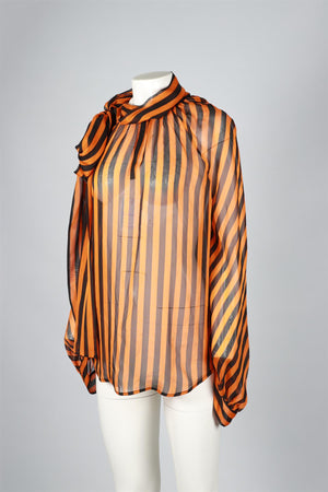 PETAR PETROV ORANGE AND BLACK SILK TOP IT 38 UK 6