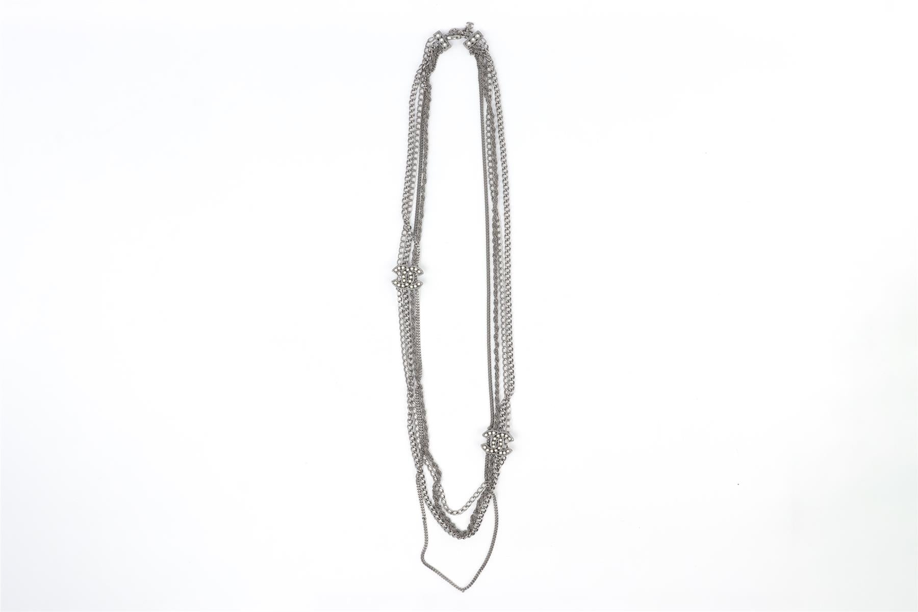 CHANEL GREY 2014 CC CHAIN NECKLACE