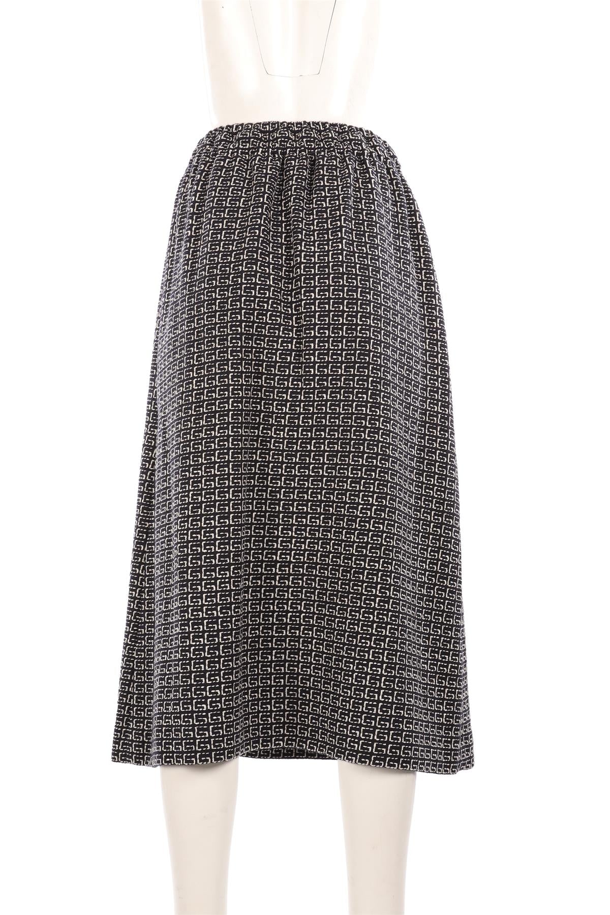 GUCCI NAVY GG WOOL MIDI SKIRT IT 42 UK 10