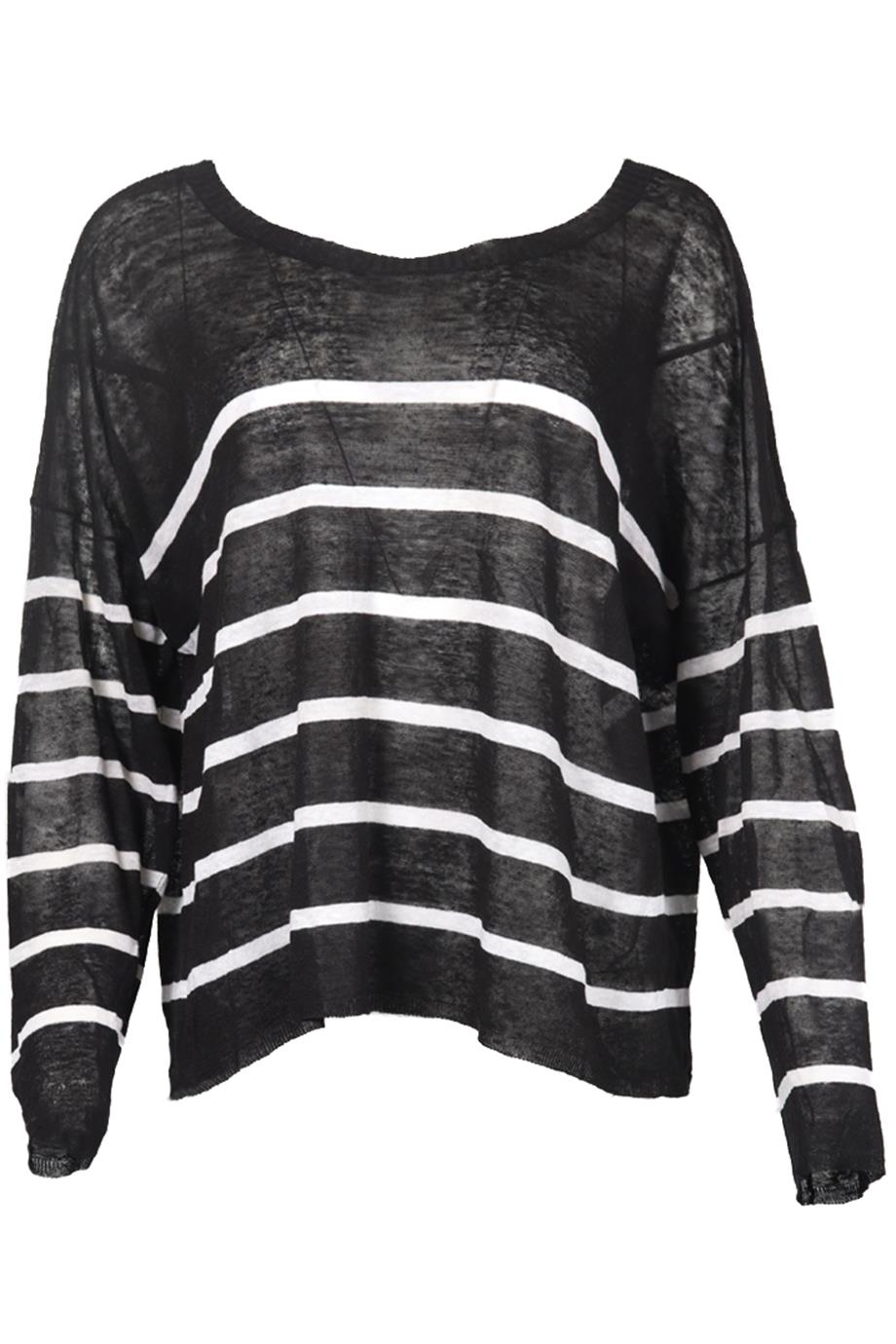 EILEEN FISHER STRIPED LINEN BLEND TOP XLARGE