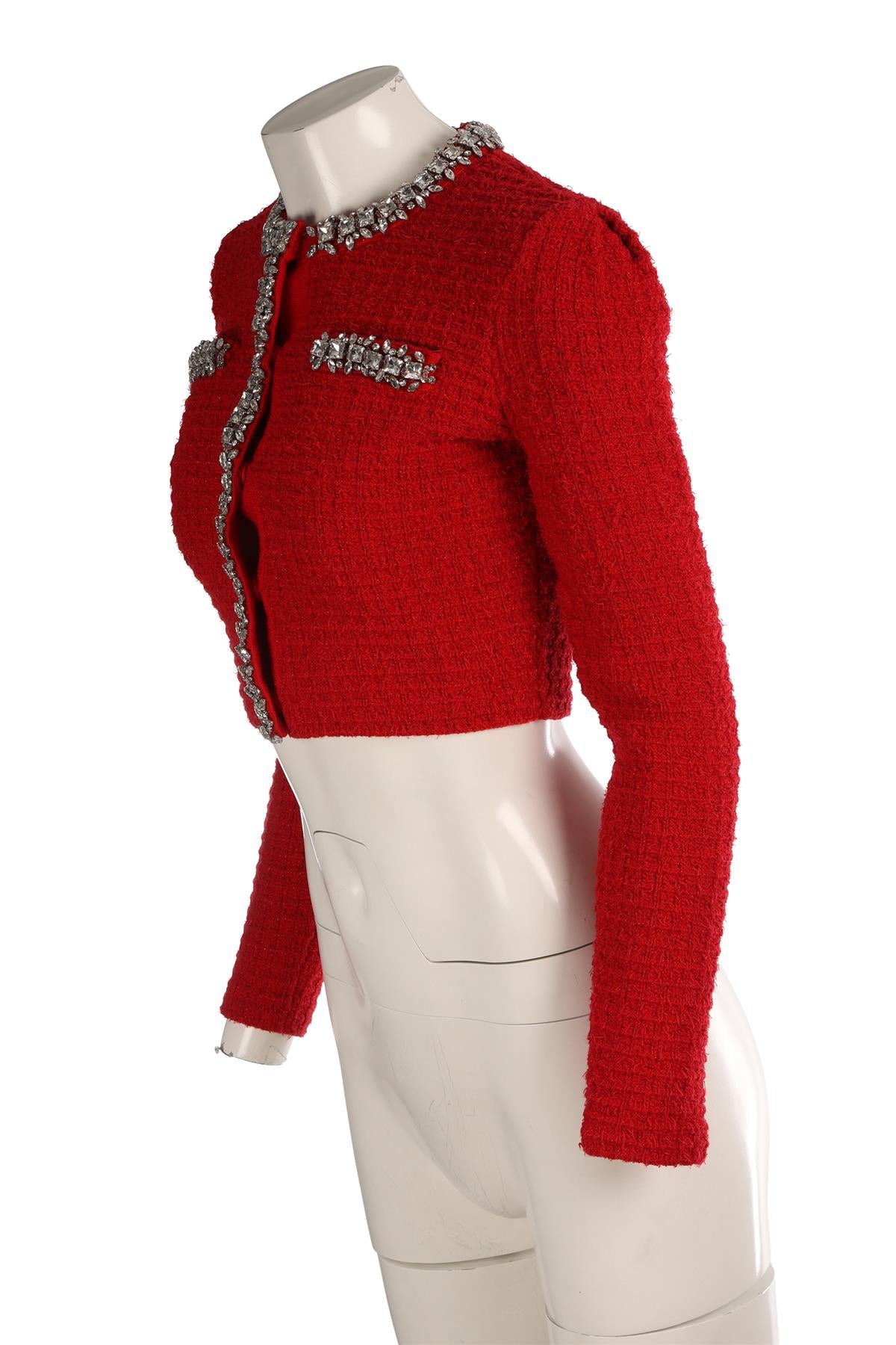 SELF-PORTRAIT RED COTTON CARDIGAN SMALL