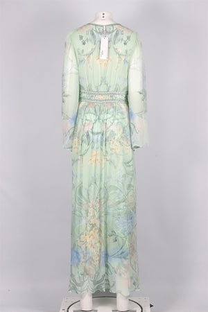 CAMILLA GREEN SILK MAXI DRESS LARGE