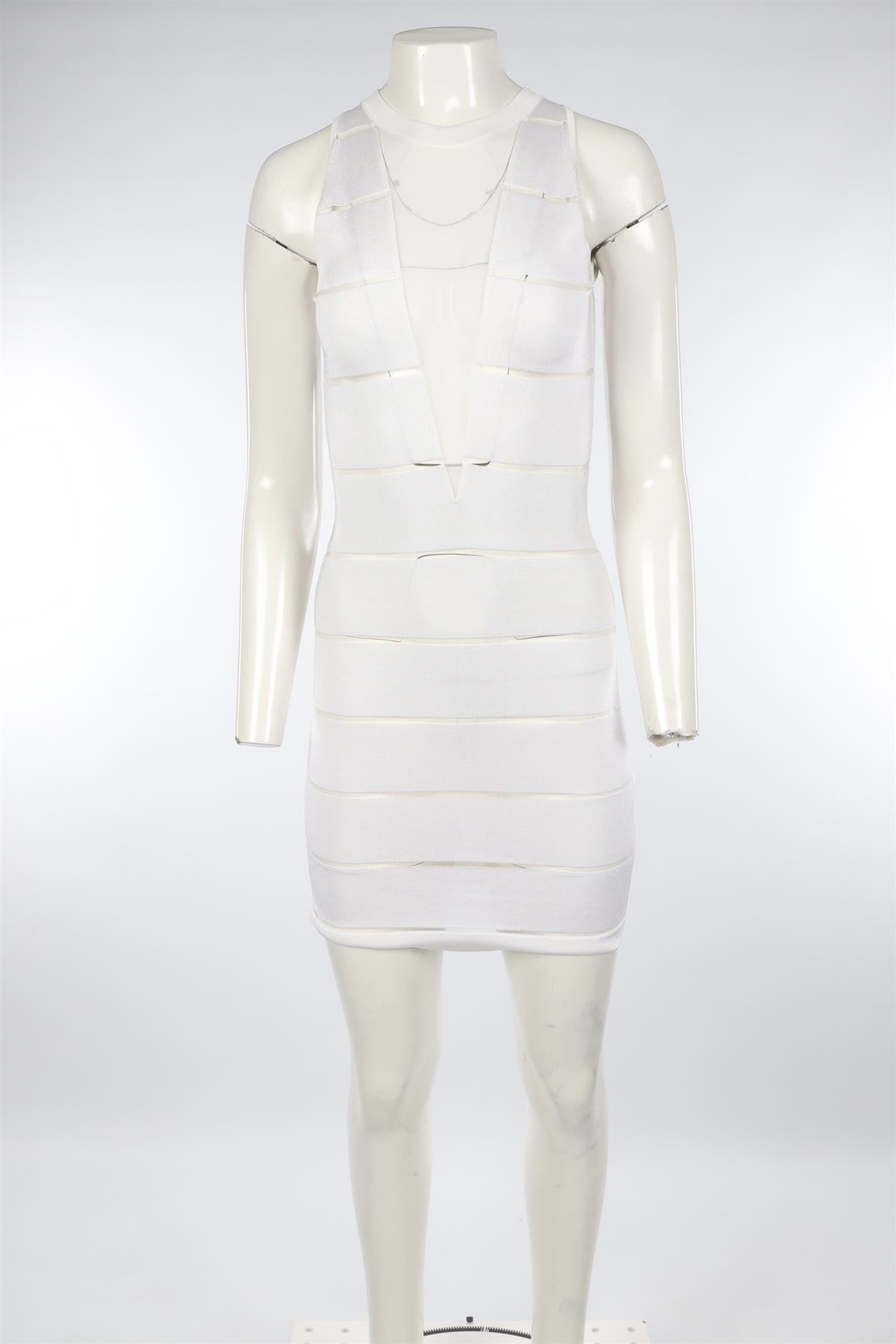 BALMAIN WHITE KNIT MINI DRESS FR 36 UK 8