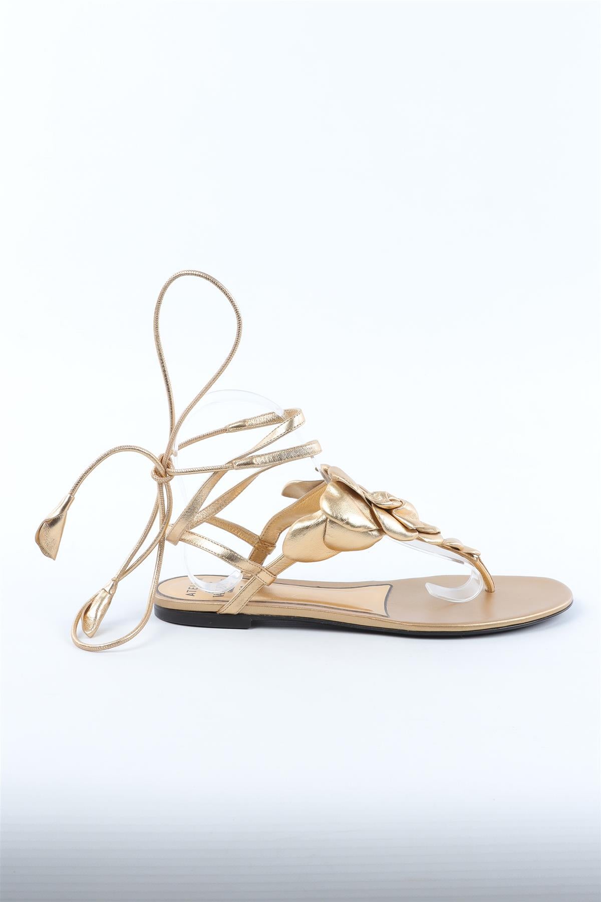 VALENTINO GARAVANI GOLD LEATHER SANDALS EU 37.5 UK 4.5 US 7.5