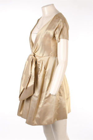 ALEXANDER MCQUEEN GOLD 2006 SILK MINI DRESS IT 42 UK 10