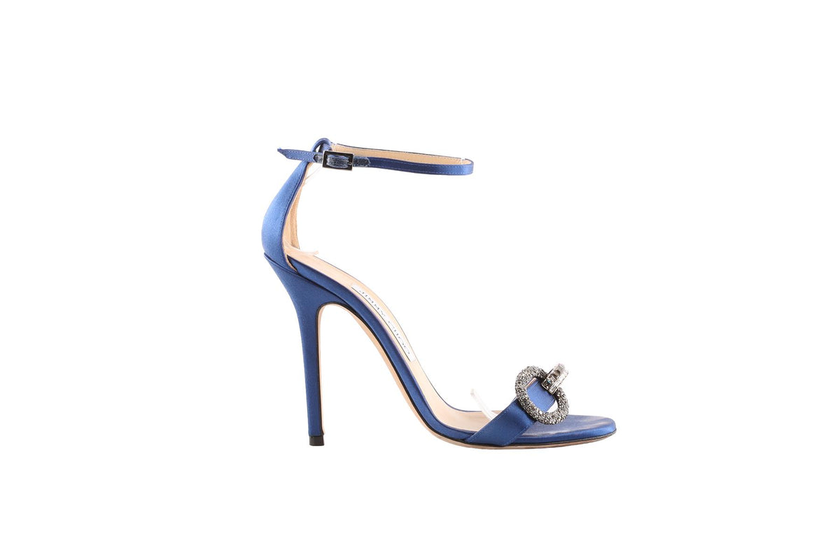 JIMMY CHOO BLUE SATIN SANDALS EU 37 UK 4 US 7