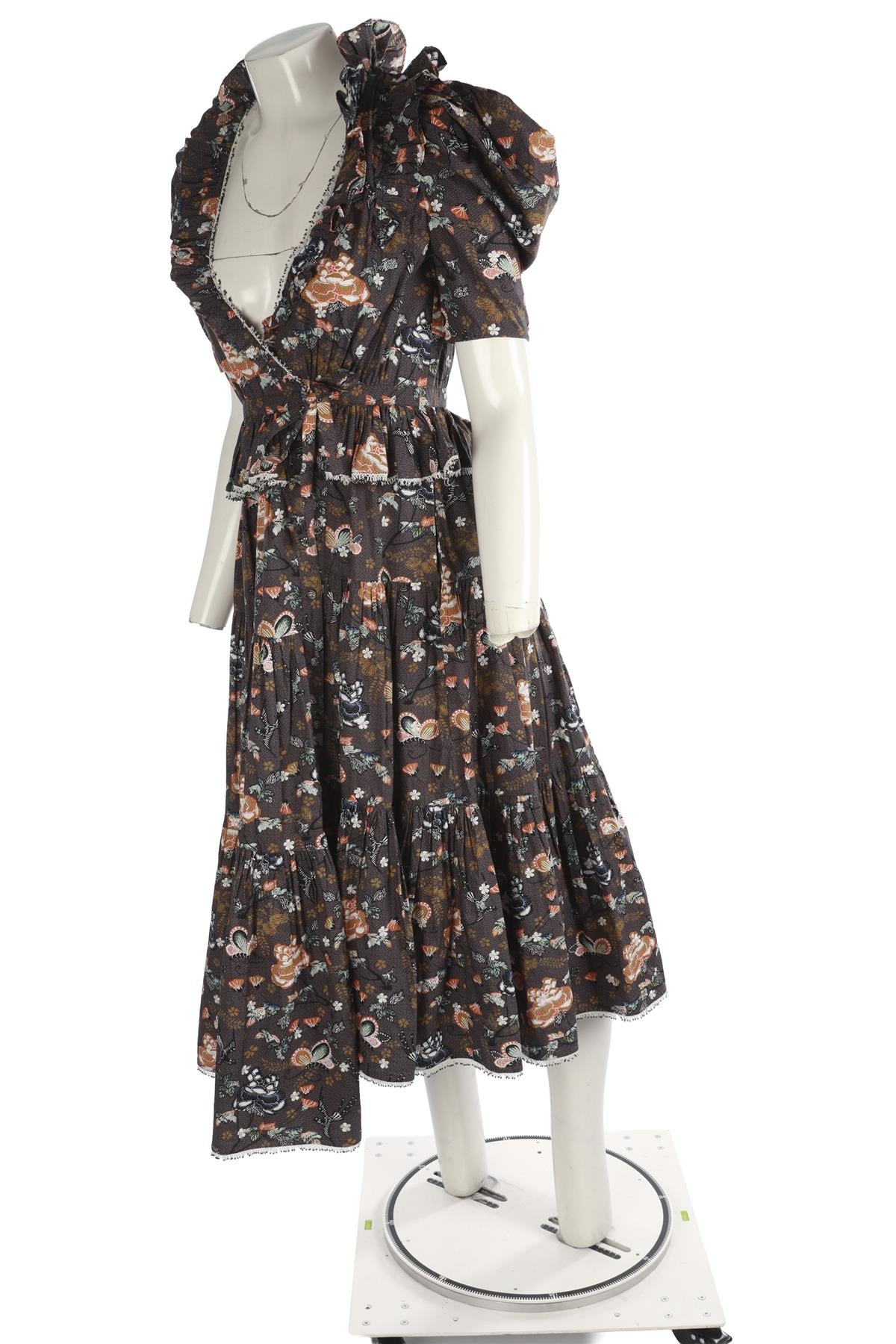 ULLA JOHNSON GREY COTTON MAXI DRESS US 0 UK 4