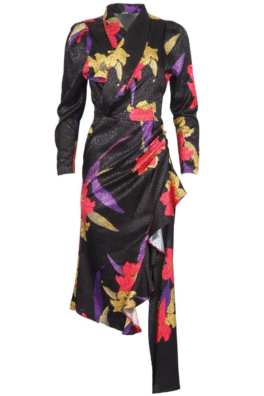 DODO BAR OR PRINTED SATIN MIDI DRESS IT 42 UK 10