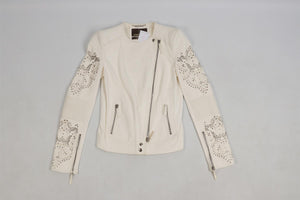 ROBERTO CAVALLI WHITE LEATHER JACKET IT 38 UK 6