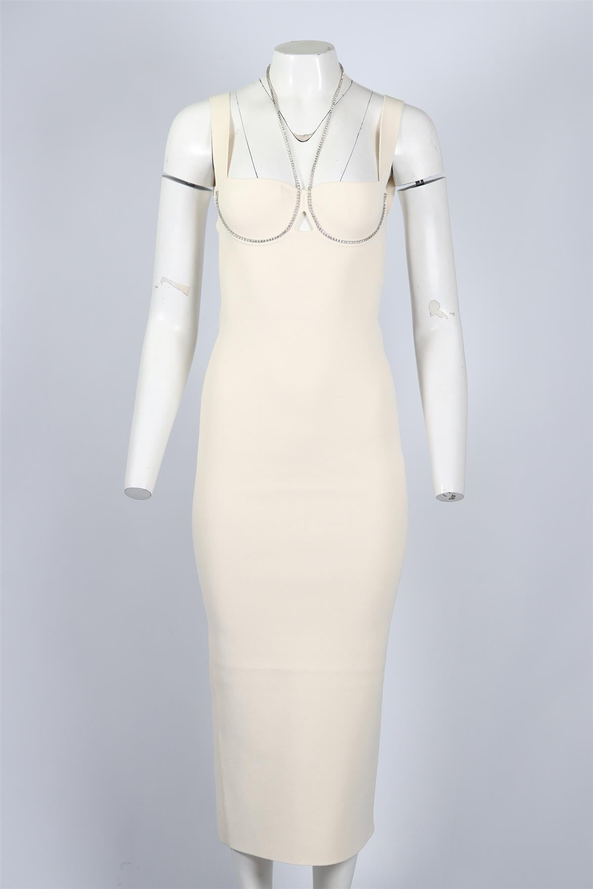 GALVAN LONDON CRYSTAL AND KNIT MIDI DRESS SMALL