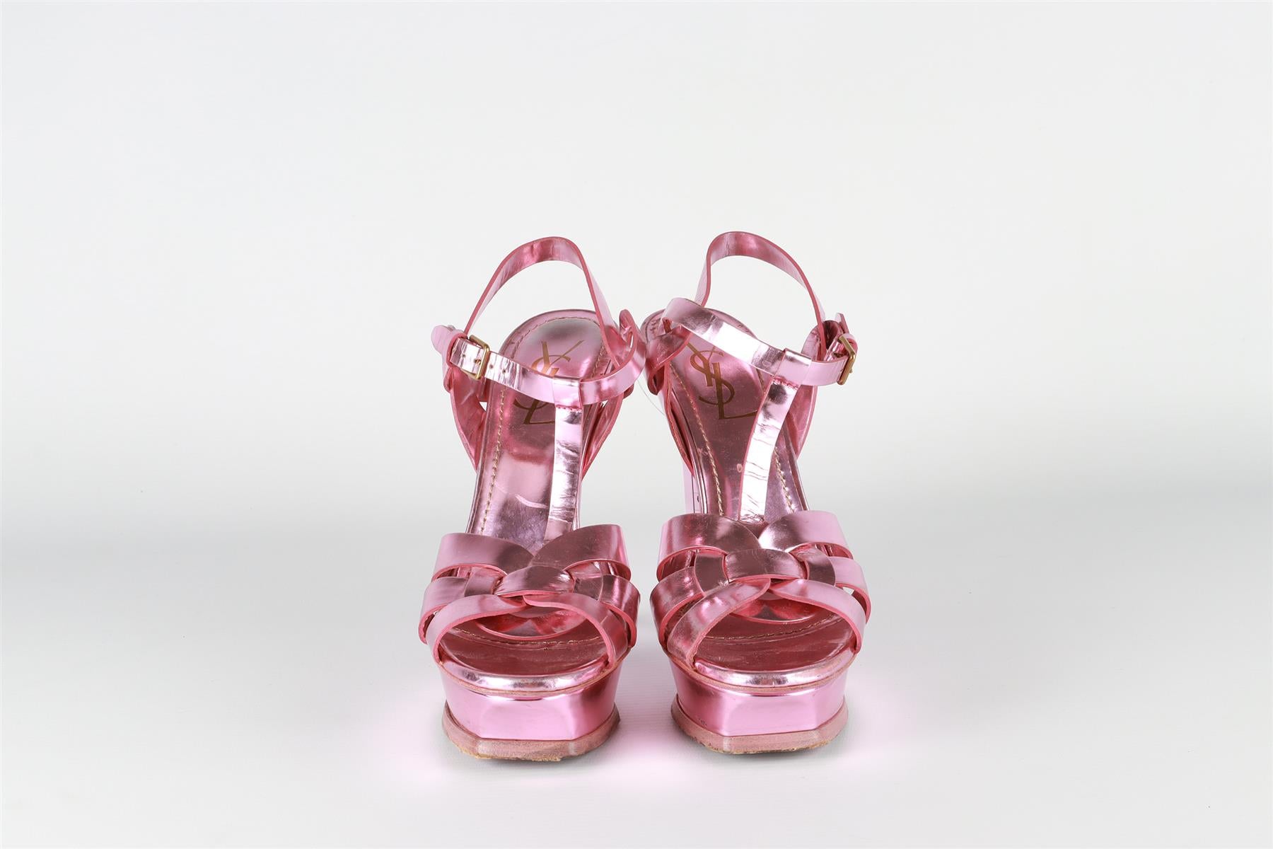 YVES SAINT LAURENT PINK TRIBUTE LEATHER PLATFORM SANDALS EU 38 UK 5 US 8