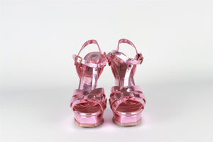 YVES SAINT LAURENT PINK TRIBUTE LEATHER PLATFORM SANDALS EU 38 UK 5 US 8