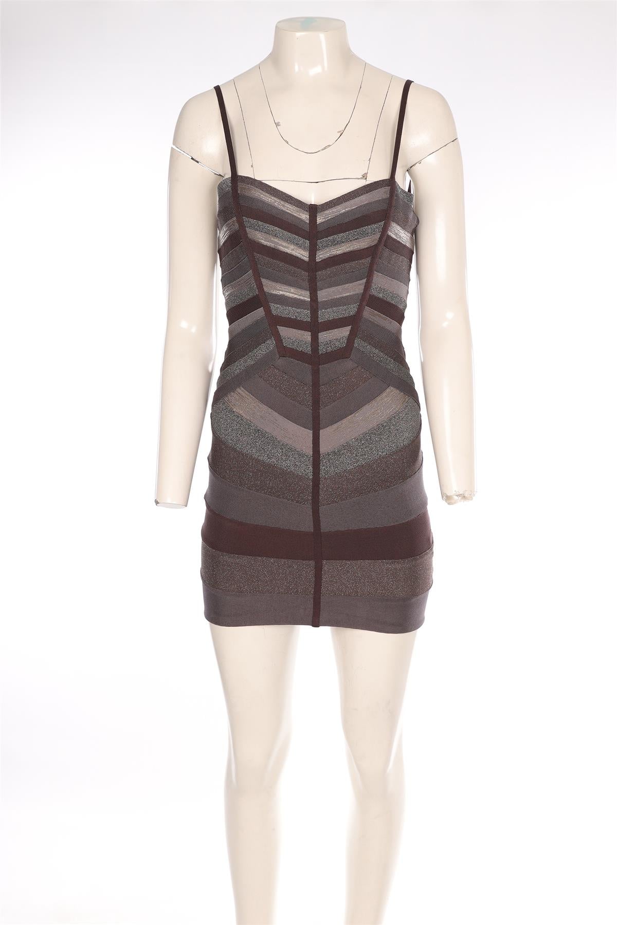 HERVE LEGER GREY BANDAGE MINI DRESS MEDIUM
