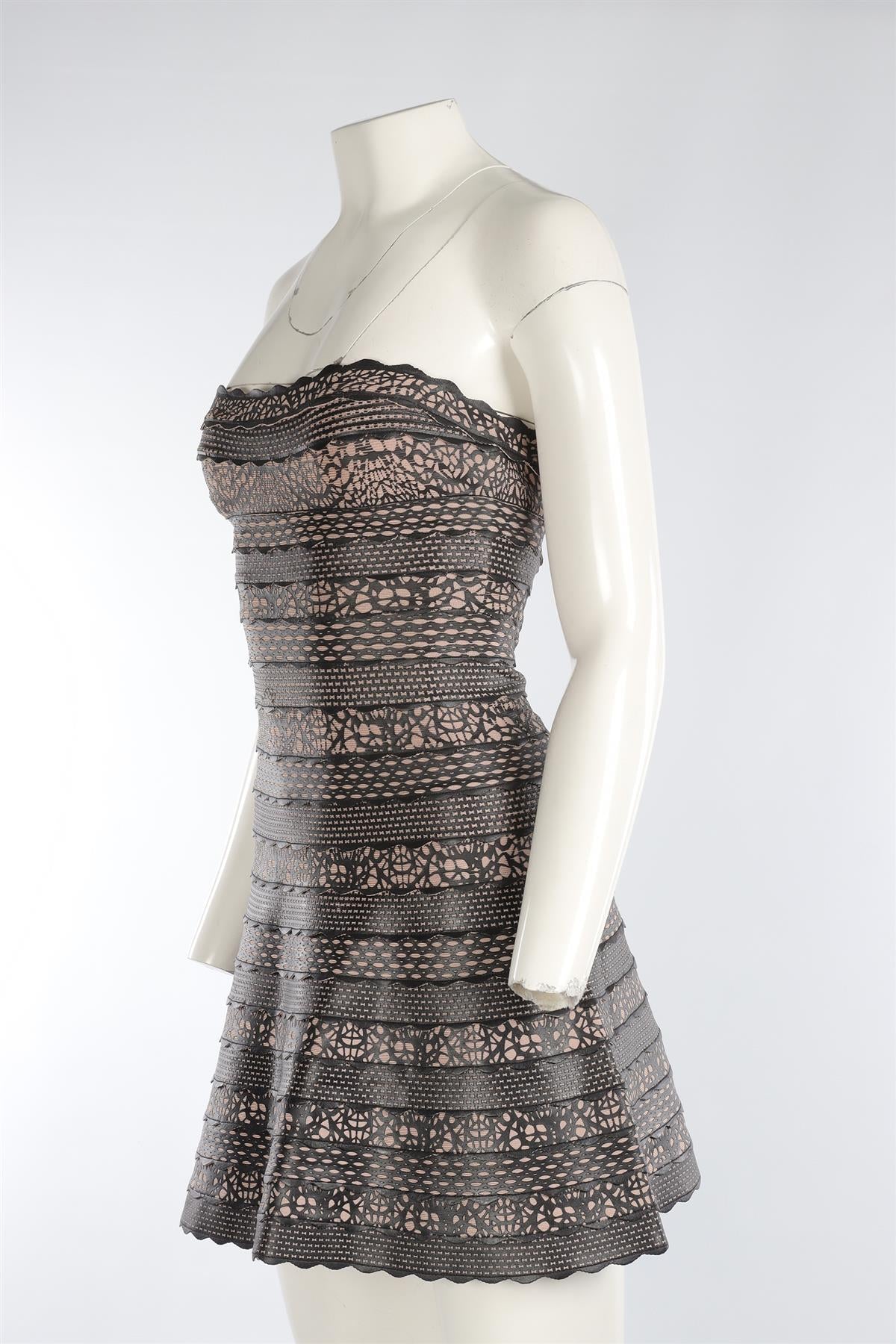 HERVE LEGER BLACK MINI DRESS XSMALL