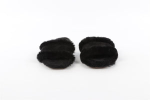 MANOLO BLAHNIK BLACK SHEARLING SLIDES EU 38 UK 5 US 8