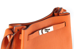 HERMÈS ORANGE 2011 SO KELLY 22 CM CLEMENCE LEATHER SHOULDER BAG