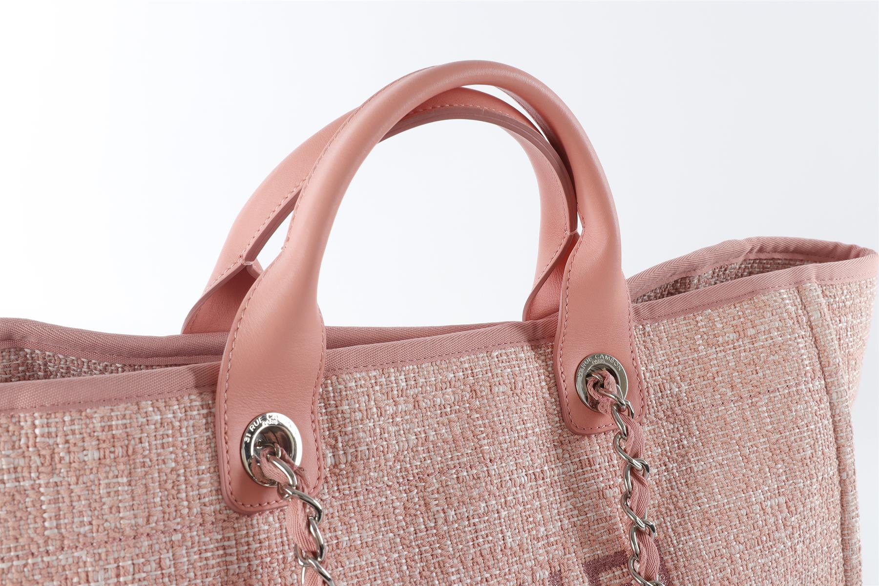 CHANEL PINK 2017-2018 DEAUVILLE MEDIUM FABRIC TOTE BAG