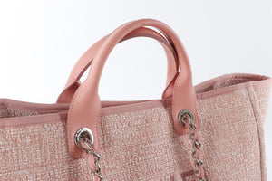 CHANEL PINK 2017-2018 DEAUVILLE MEDIUM FABRIC TOTE BAG