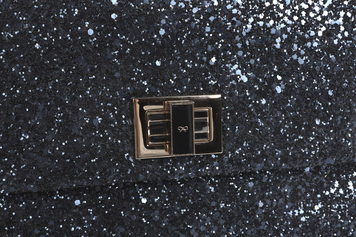 ANYA HINDMARCH NAVY GLITTER CLUTCH