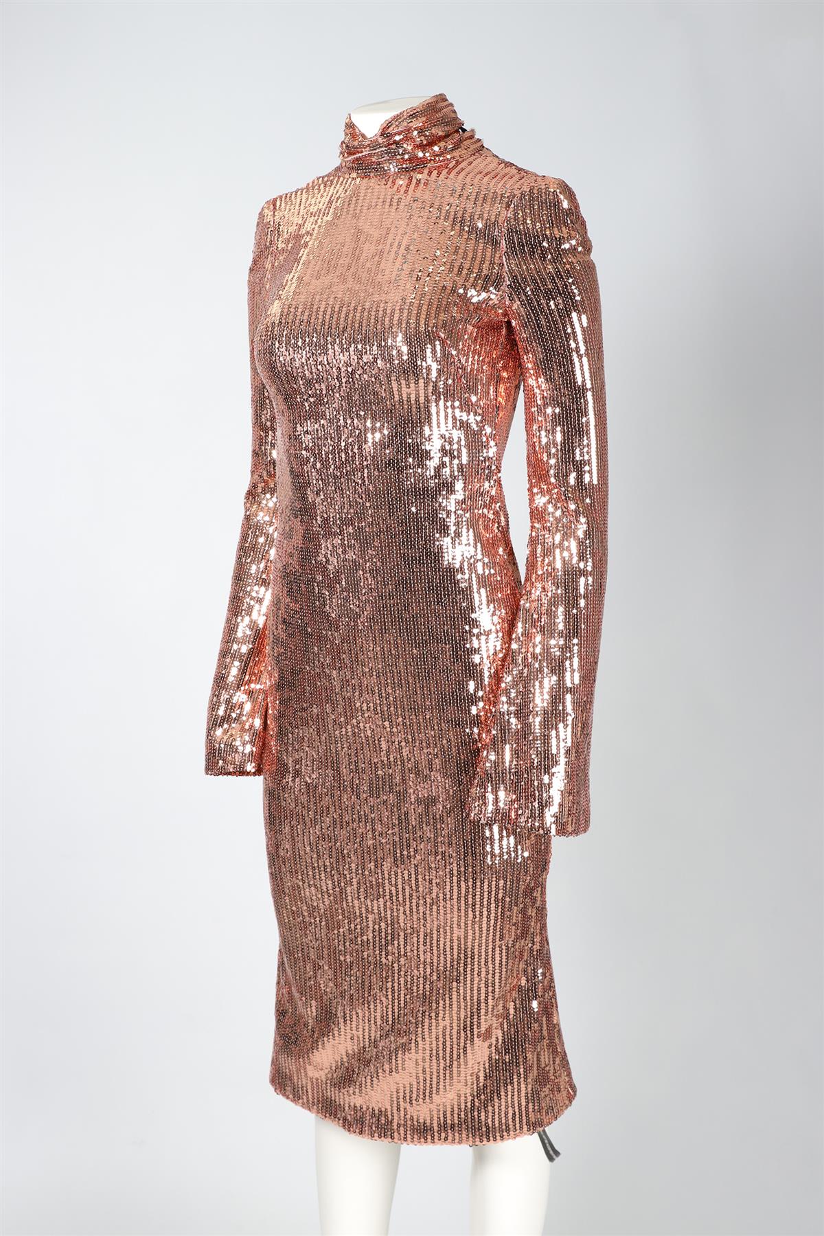 GALVAN LONDON ROSE GOLD SEQUIN MINI DRESS UK 8