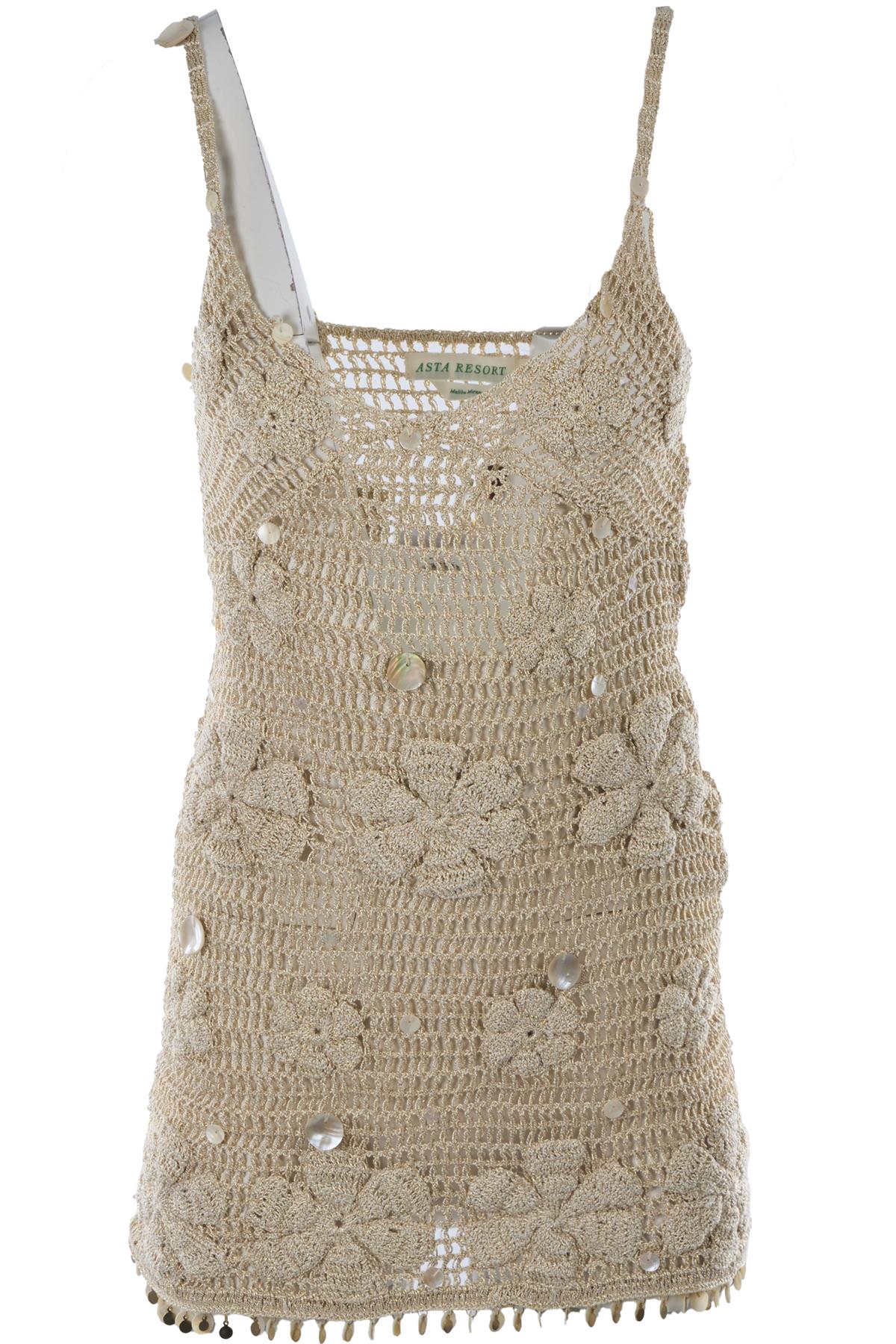 Beige Crochet Mini Dress