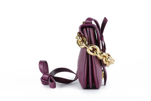 BOTTEGA VENETA PURPLE MOUNT SMALL LEATHER SHOULDER BAG