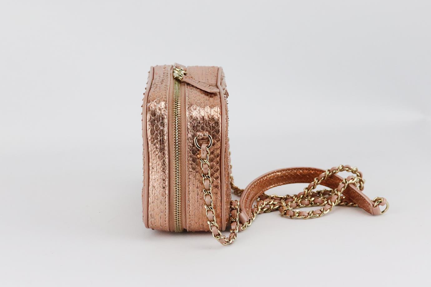 CHANEL 2019 MANIA CAMERA CASE METALLIC PYTHON AND LEATHER SHOULDER BAG