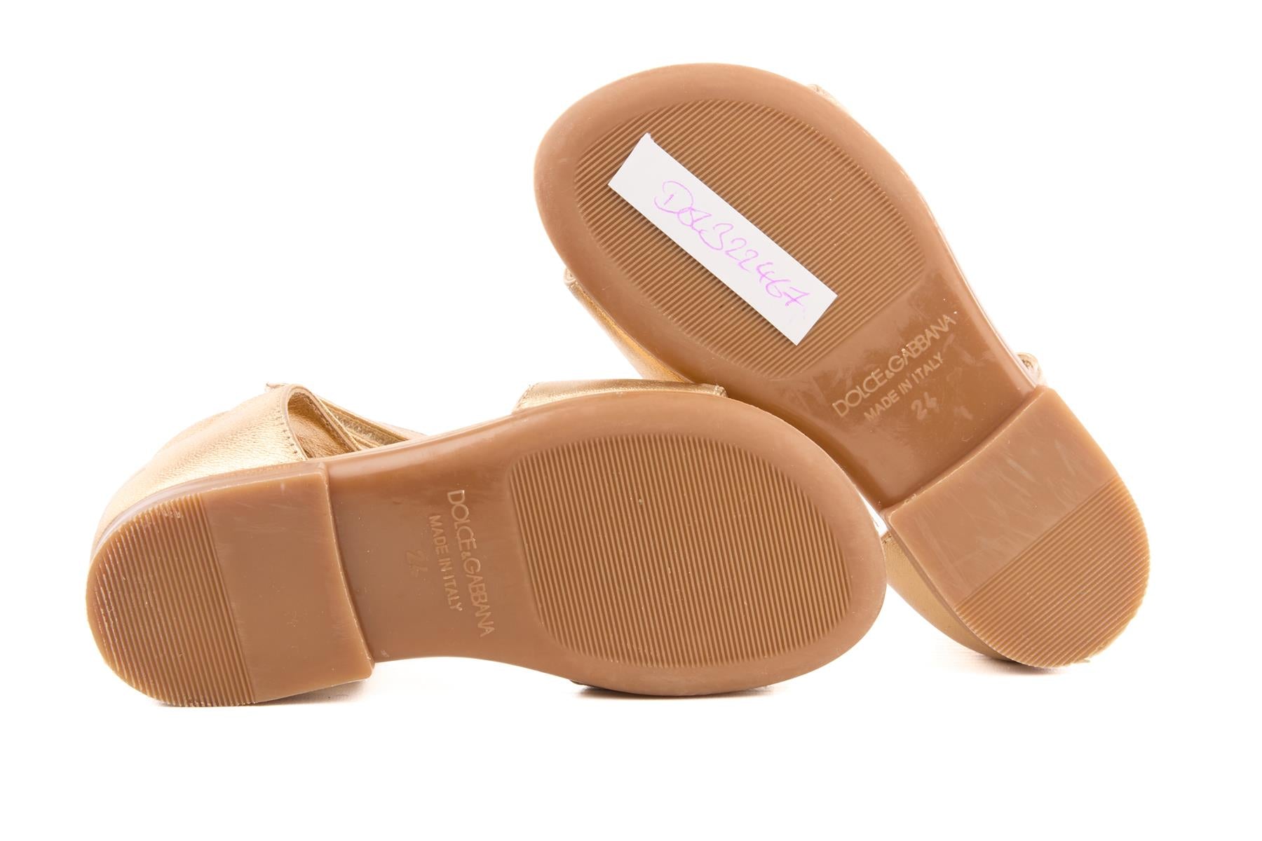 DOLCE & GABBANA GOLD KIDS GIRLS SANDALS EU 24 UK 7 US 8
