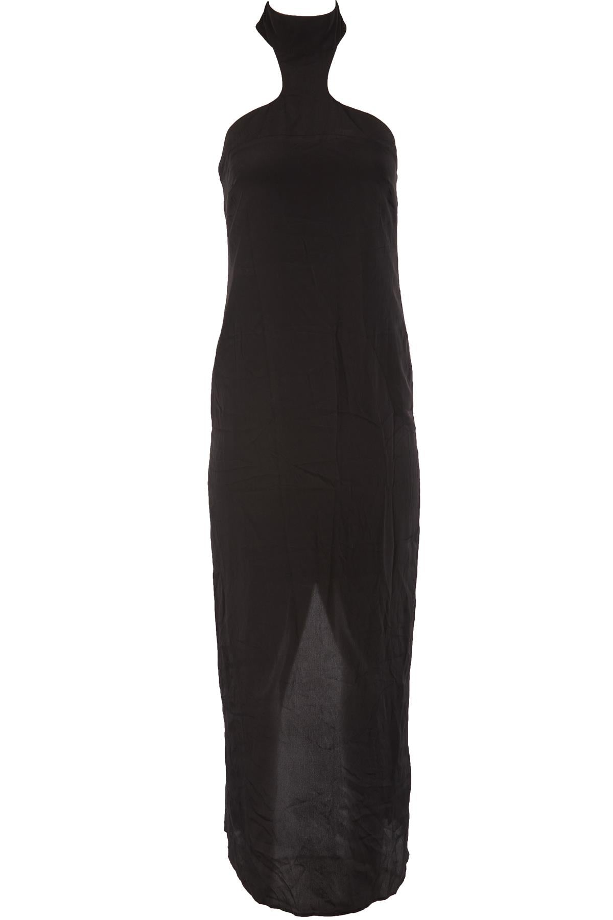 MÀGALA BLACK SILK MIDI DRESS SMALL