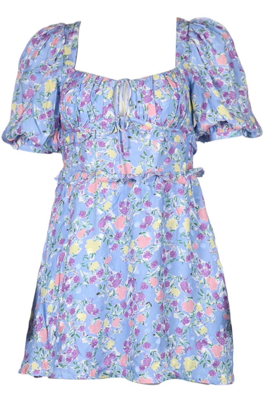FOR LOVE AND LEMONS FLORAL PRINT CREPE MINI DRESS SMALL
