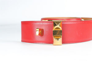 HERMÈS RED 1993 COLLIER DE CHIEN 47 MM LEATHER WAIST BELT