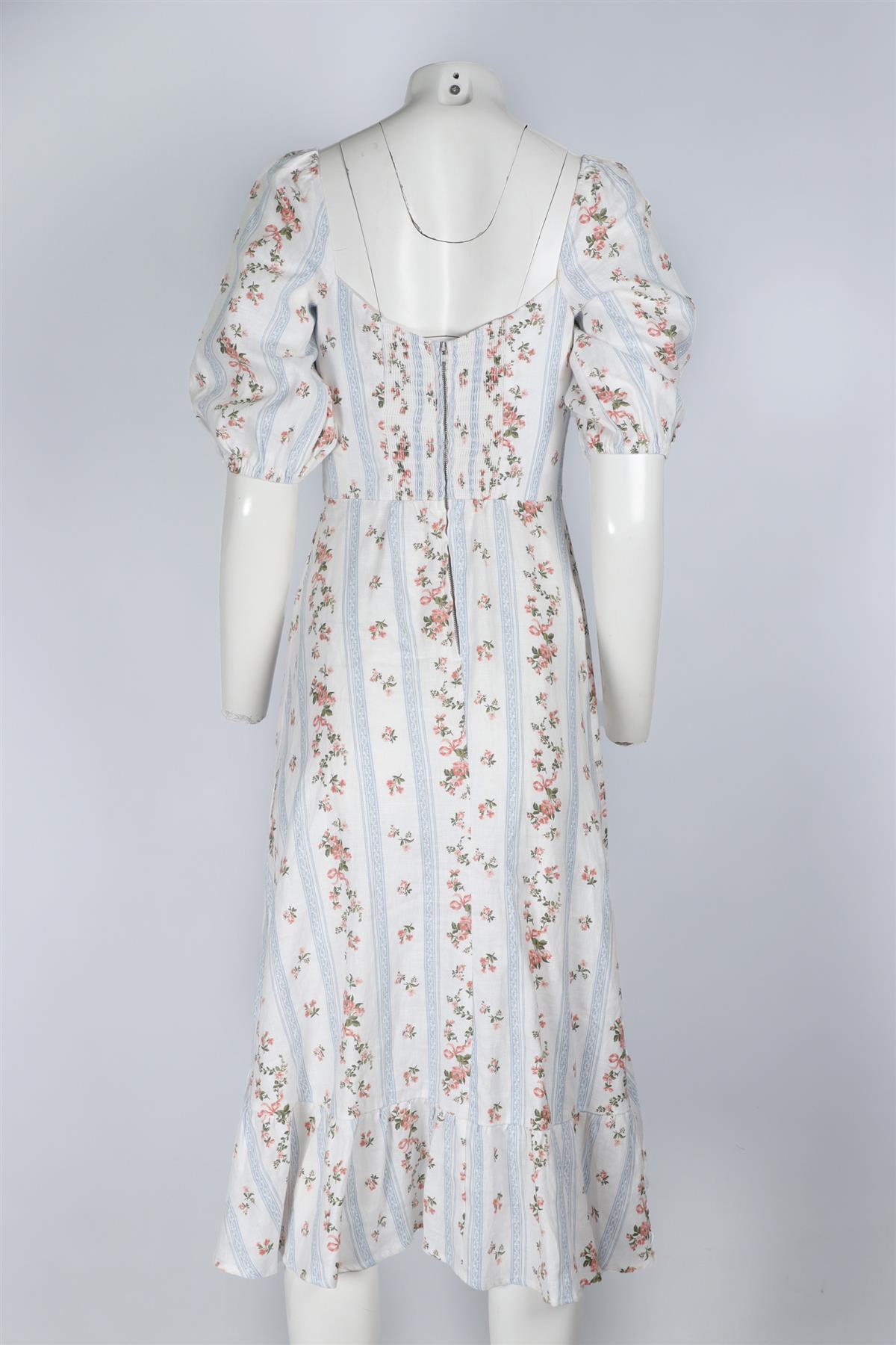 REFORMATION WHITE LINEN MIDI DRESS US 4 UK 8