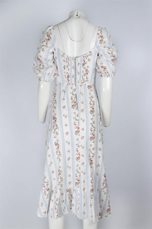 REFORMATION WHITE LINEN MIDI DRESS US 4 UK 8