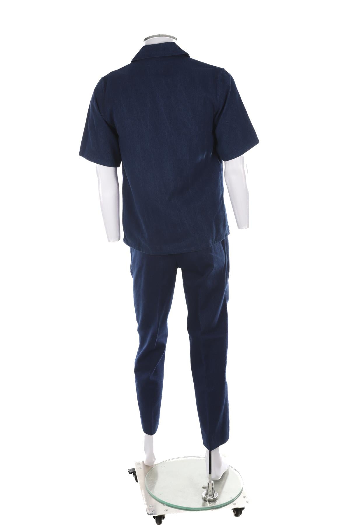 KING & TUCKFIELD BLUE MENS COTTON SHIRT AND TROUSERS SET SMALL