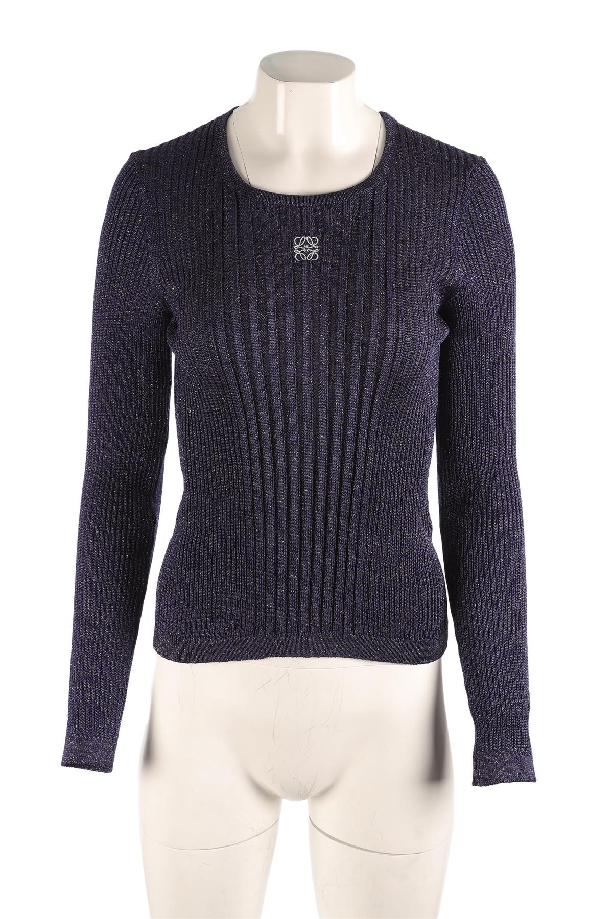 LOEWE NAVY ANAGRAM KNIT TOP MEDIUM