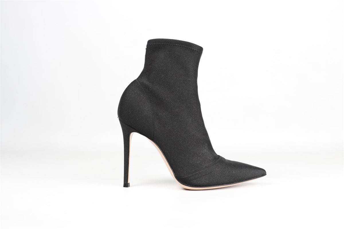 GIANVITO ROSSI BLACK GLITTER ANKLE BOOTS EU 38.5 EU 5.5C