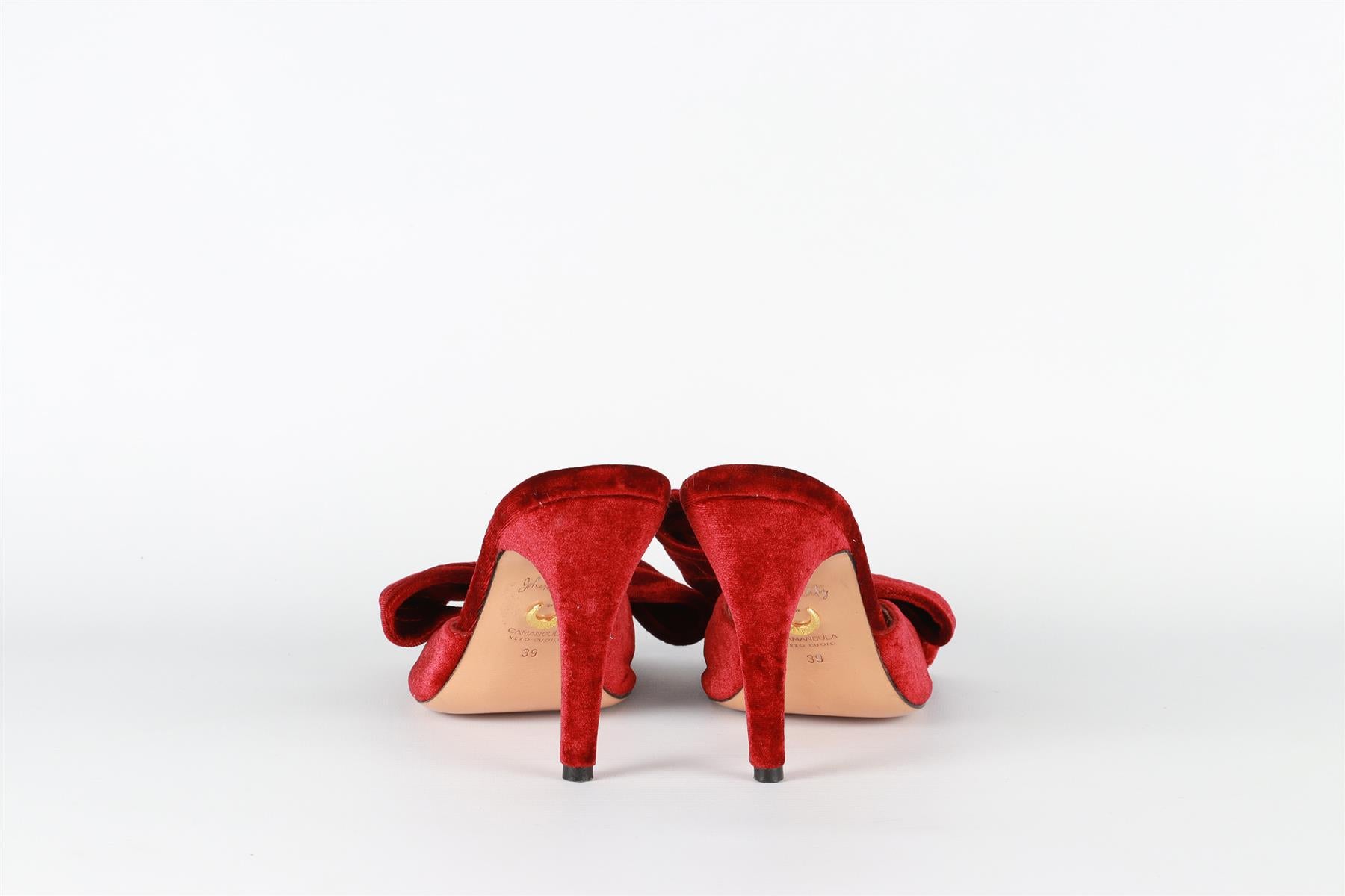 JOHANNA ORTIZ RED VELVET MULES EU 39 UK 6 US 9