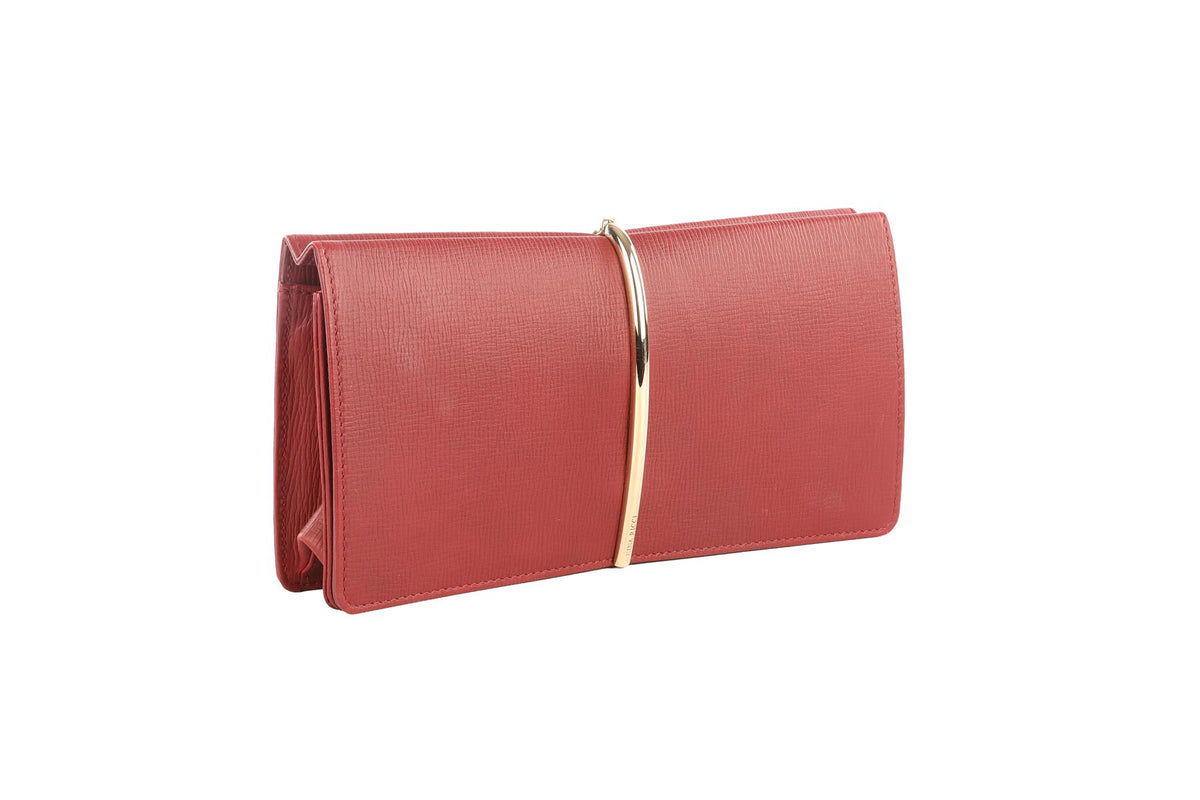 NINA RICCI BURGUNDY LEATHER CLUTCH