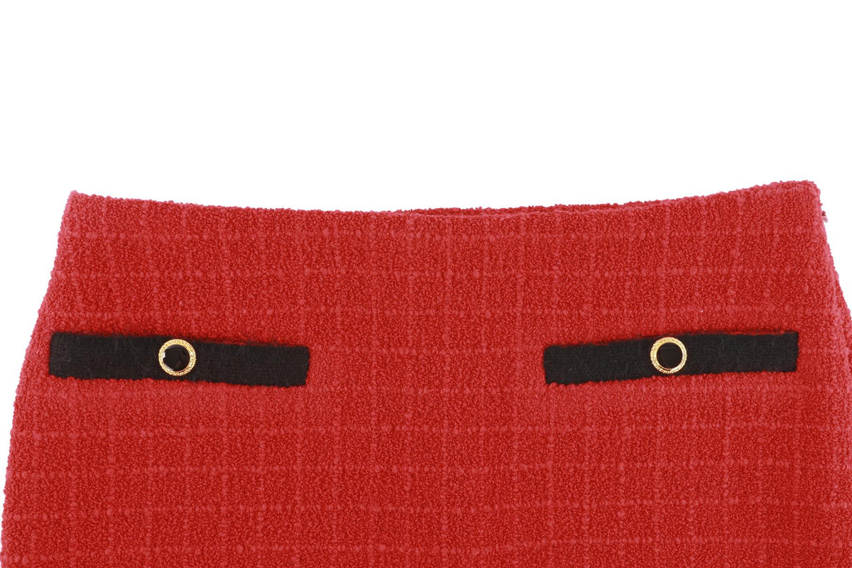 ALESSANDRA RICH RED WOOL MINI SKIRT IT 36 UK 4