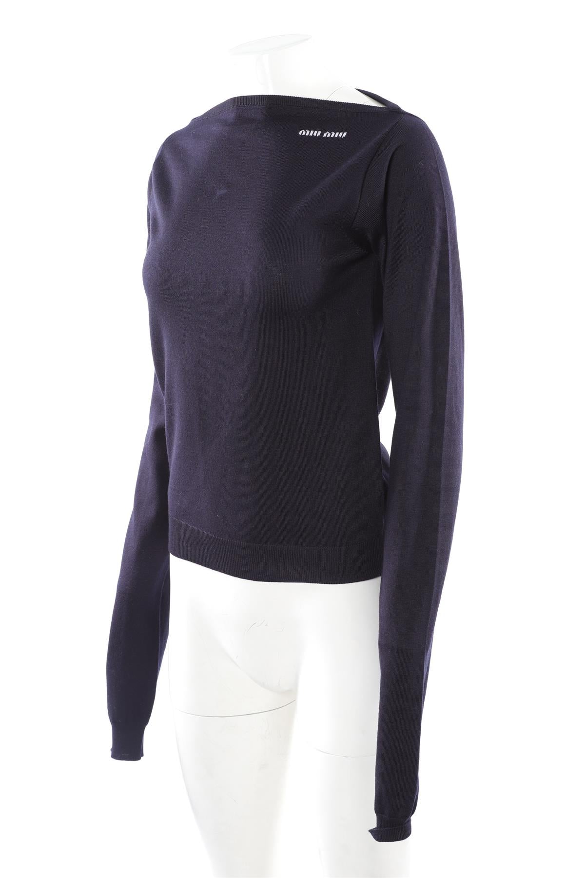 MIU MIU NAVY WOOL SWEATER IT 42 UK 10