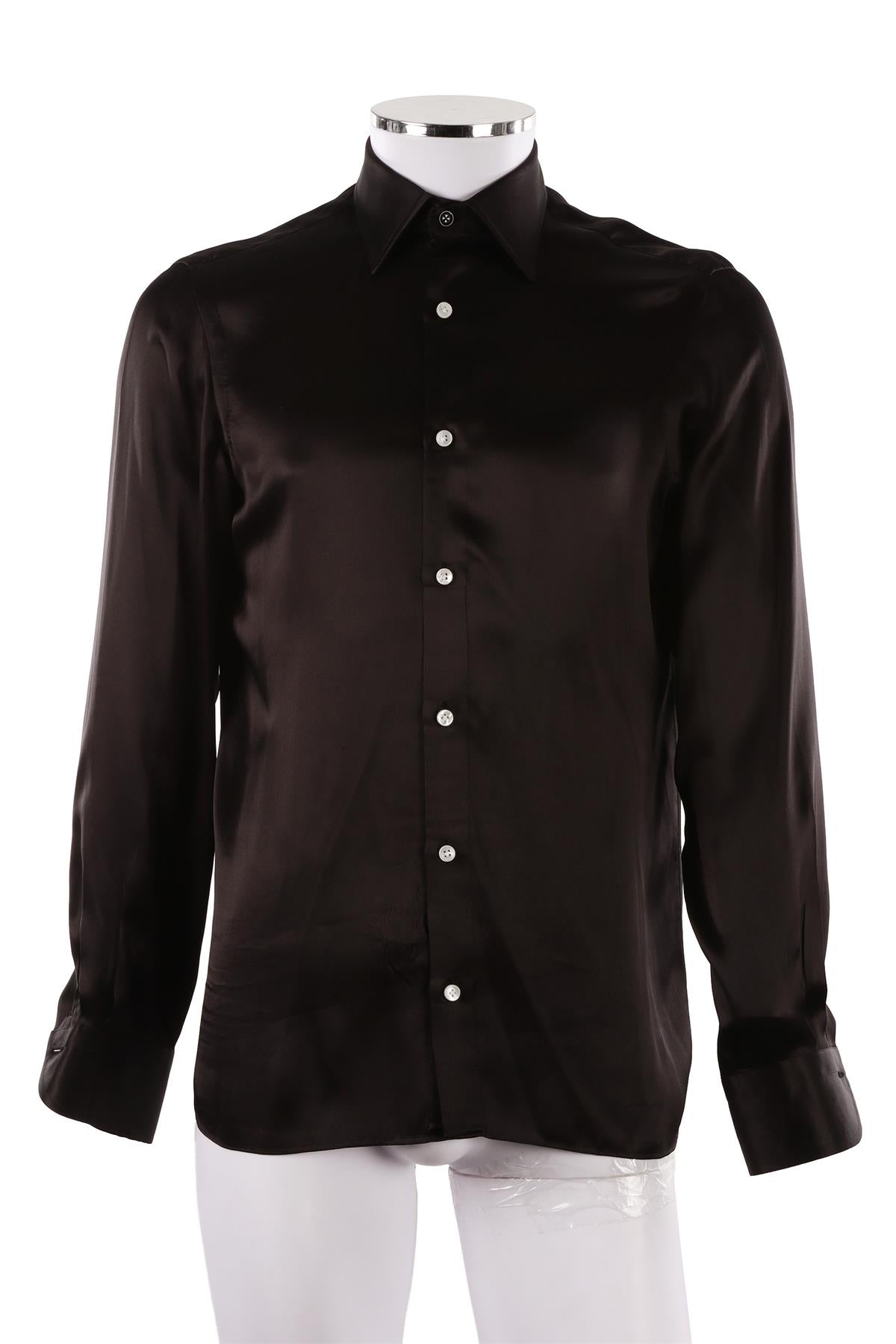 BLACK MEN'S SILK SHIRT