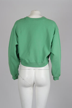 SPORTY AND RICH CROPPED COTTON JERSEY SWEATSHIRT SMALL