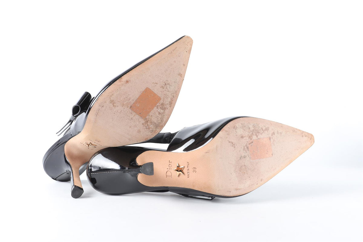 CHRISTIAN DIOR BLACK J'ADIOR LEATHER SLINGBACK PUMPS EU 39 UK 6 US 9