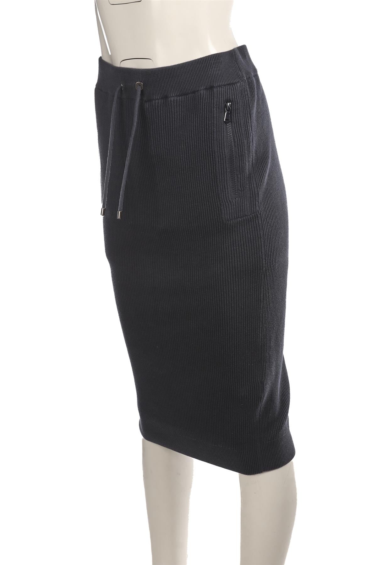 BRUNELLO CUCINELLI NAVY KNIT MIDI SKIRT SMALL