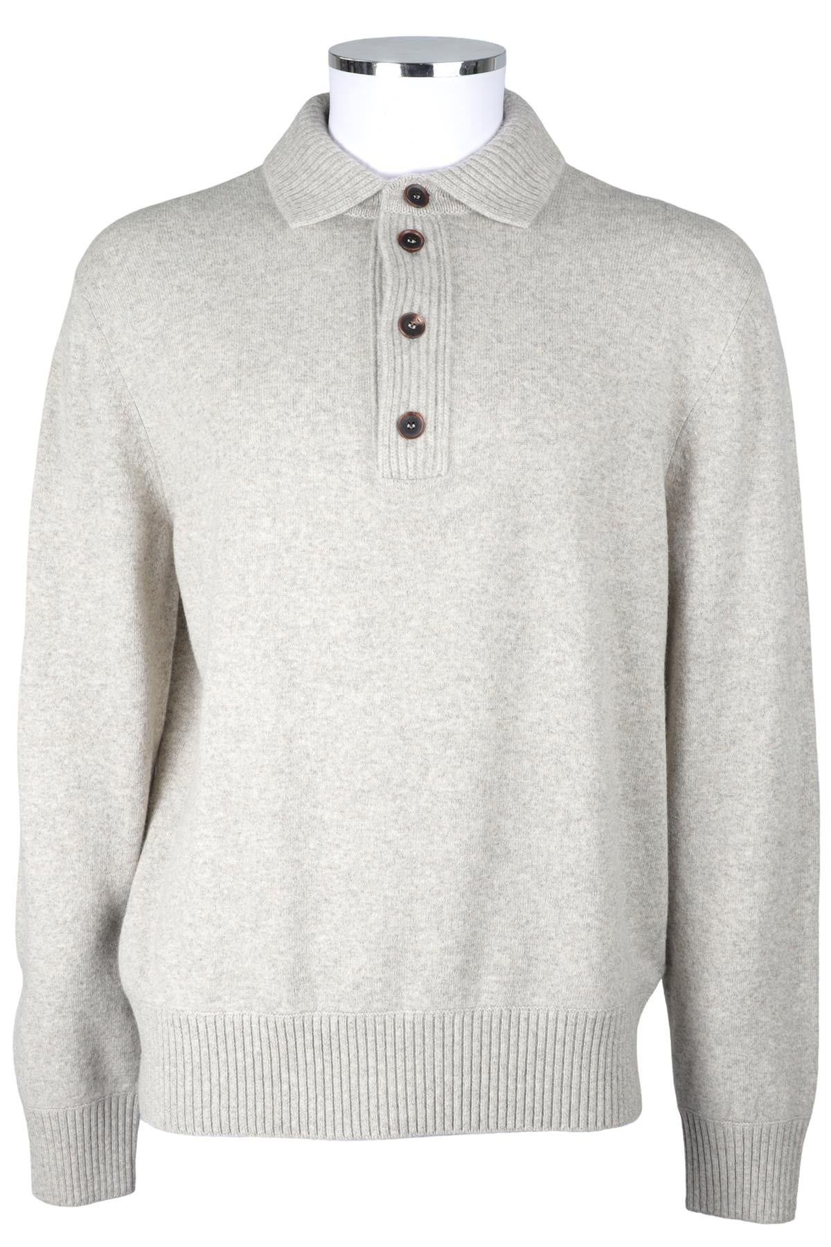 ZEGNA GREY MEN'S CASHMERE POLO SWEATER IT 50 UK/US CHEST 40